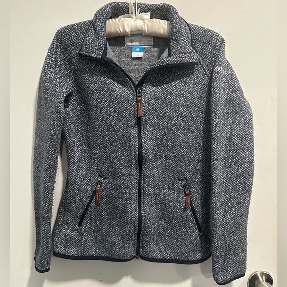 Columbia Jackets & Blazers - Columbia Women's Knit Fleece Lined Utility Jacket Navy Blue Grey Like New